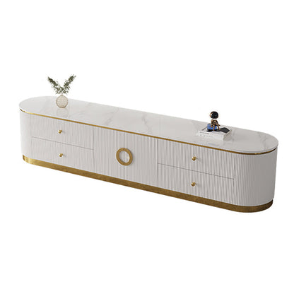 Glam Stone TV Console Enclosed Storage TV Media Stand for Living Room White Clearhalo 'furn' 'furn_tv_stands_entertainment_centers' 'Furniture' 'Living Room Furniture' 'TV Stands & Entertainment Centers' 'TV Stands & Media Storage Furniture' 'tv_stands_entertainment_centers' 6240419