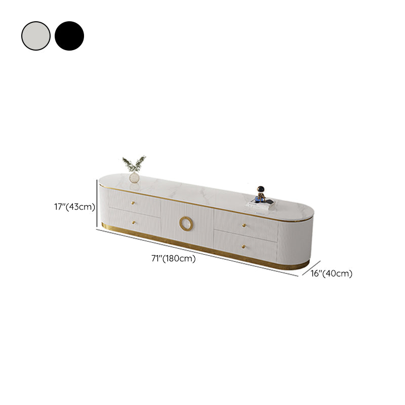 Glam Stone TV Console Enclosed Storage TV Media Stand for Living Room Clearhalo 'furn' 'furn_tv_stands_entertainment_centers' 'Furniture' 'Living Room Furniture' 'TV Stands & Entertainment Centers' 'TV Stands & Media Storage Furniture' 'tv_stands_entertainment_centers' 6240431