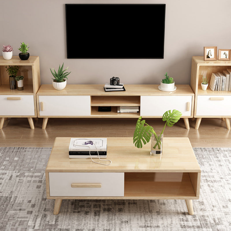 Scandinavian Wood TV Stand Console Open Shelving TV Media Stand for Living Room Clearhalo 'furn' 'furn_tv_stands_entertainment_centers' 'Furniture' 'Living Room Furniture' 'TV Stands & Entertainment Centers' 'TV Stands & Media Storage Furniture' 'tv_stands_entertainment_centers' 6240437