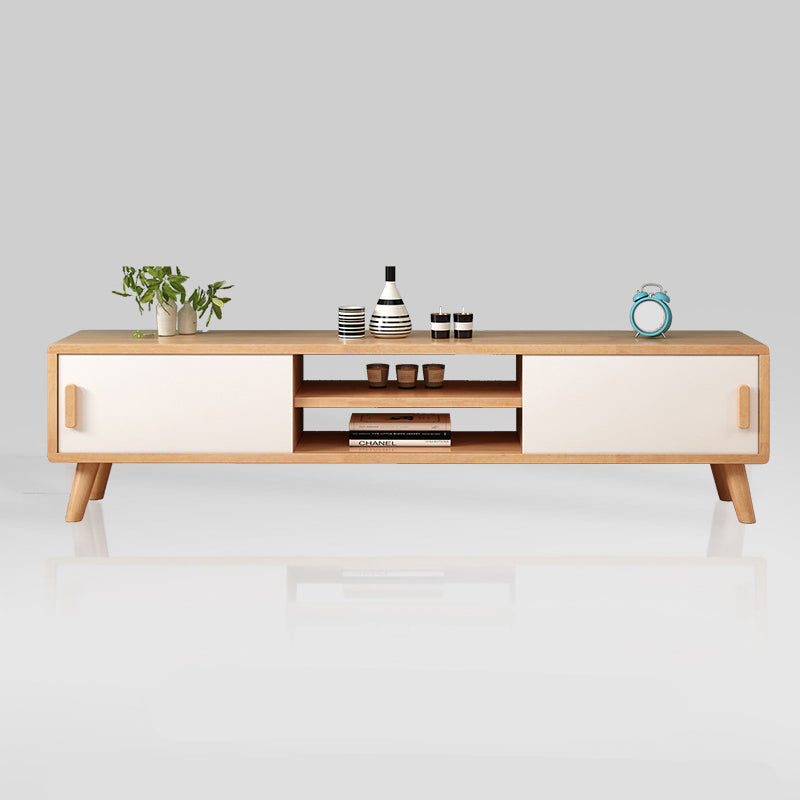 Scandinavian Wood TV Stand Console Open Shelving TV Media Stand for Living Room Natural Wood White Clearhalo 'furn' 'furn_tv_stands_entertainment_centers' 'Furniture' 'Living Room Furniture' 'TV Stands & Entertainment Centers' 'TV Stands & Media Storage Furniture' 'tv_stands_entertainment_centers' 6240444