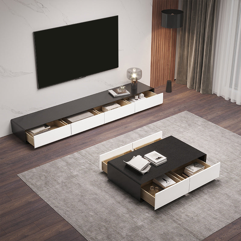 Contemporary Faux Wood TV Stand Console Enclosed Storage TV Media Stand for Living Room Clearhalo 'furn' 'furn_tv_stands_entertainment_centers' 'Furniture' 'Living Room Furniture' 'TV Stands & Entertainment Centers' 'TV Stands & Media Storage Furniture' 'tv_stands_entertainment_centers' 6240473