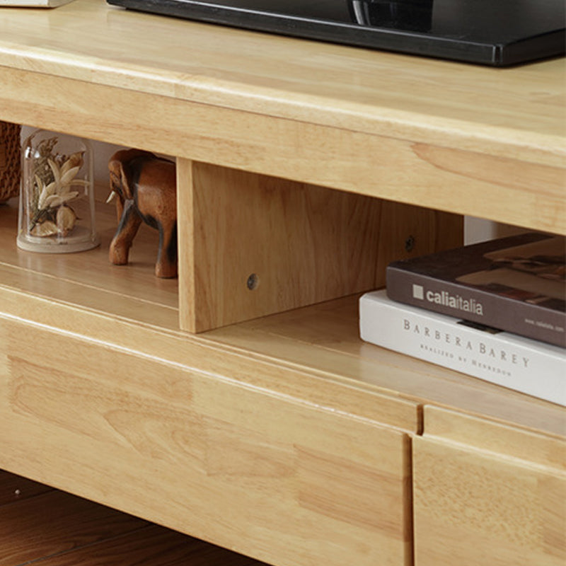 Meuble TV moderne en bois, Console de rangement ouverte, support multimédia TV avec tiroirs pour salon