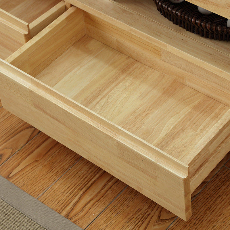 Meuble TV moderne en bois, Console de rangement ouverte, support multimédia TV avec tiroirs pour salon