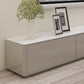 Supporto TV moderno in legno da 16" con contenitore chiuso, supporto TV bianco con cassetti
