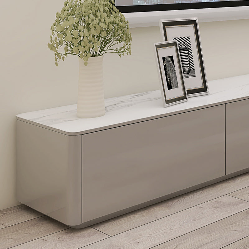 Supporto TV moderno in legno da 16" con contenitore chiuso, supporto TV bianco con cassetti