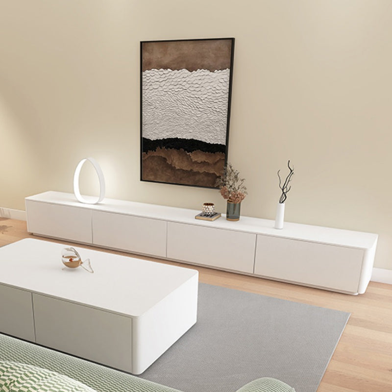 Supporto TV moderno in legno da 16" con contenitore chiuso, supporto TV bianco con cassetti