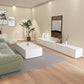 Supporto TV moderno in legno da 16" con contenitore chiuso, supporto TV bianco con cassetti