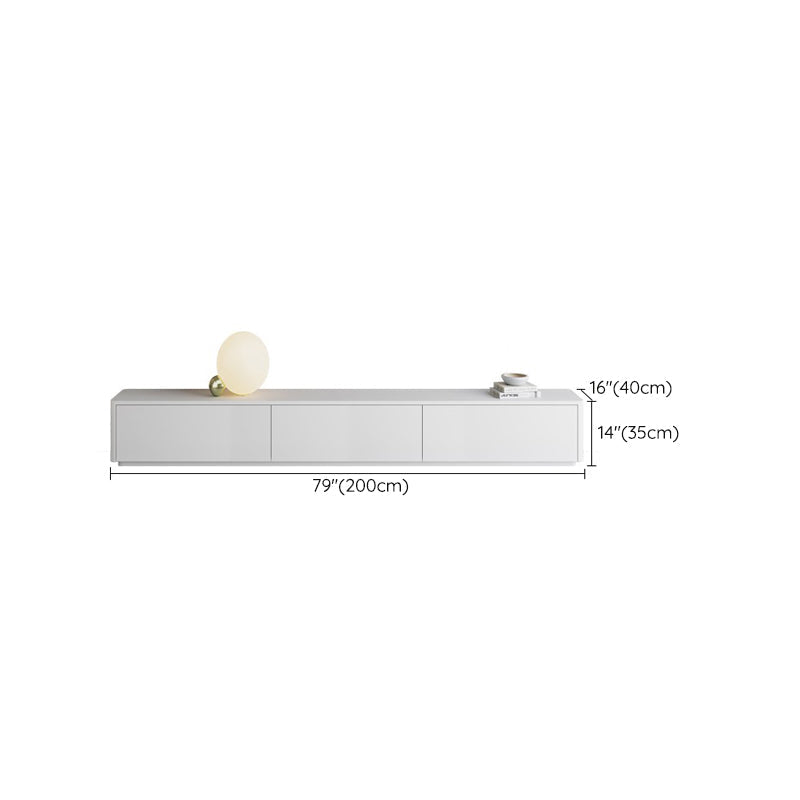 Supporto TV moderno in legno da 16" con contenitore chiuso, supporto TV bianco con cassetti