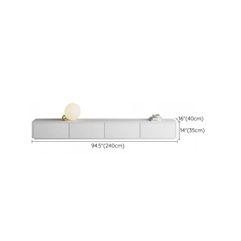 Supporto TV moderno in legno da 16" con contenitore chiuso, supporto TV bianco con cassetti