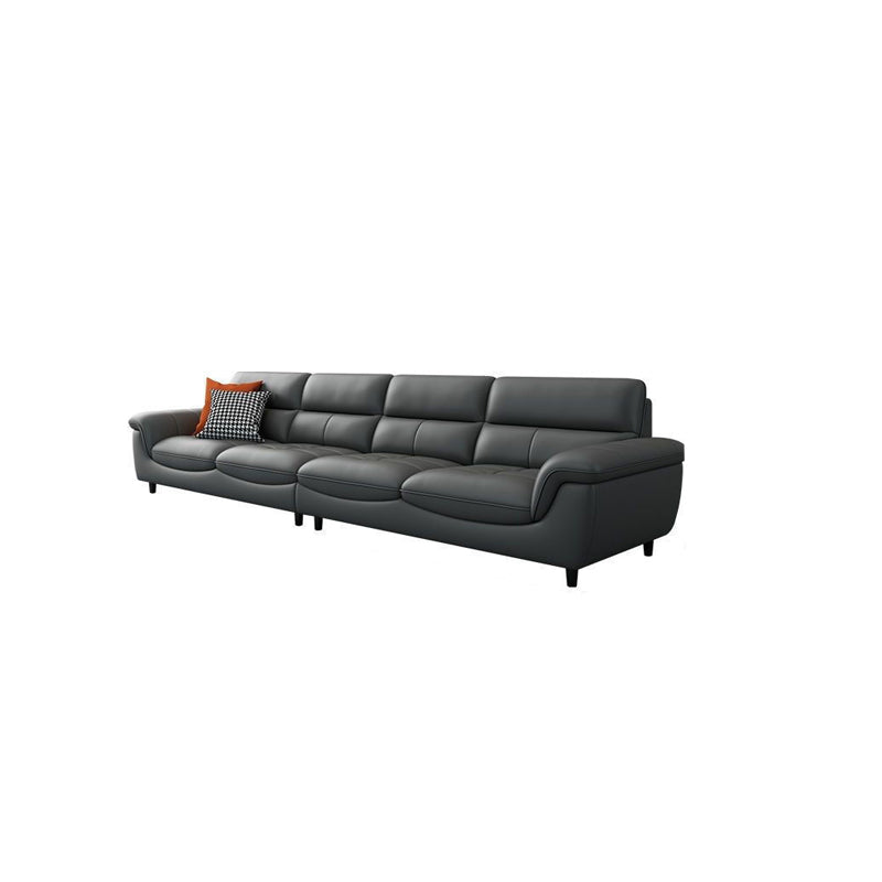 Modern 34.64" H Genuine Leather Pillow Top Arm Sofa for Living Room 118"L x 37"W x 35"H Clearhalo 'furn' 'furn_sofas' 'Furniture' 'Living Room Furniture' 'Sofa' 'sofas' 6241068