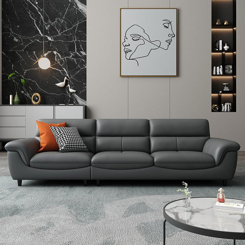 Modern 34.64" H Genuine Leather Pillow Top Arm Sofa for Living Room Clearhalo 'furn' 'furn_sofas' 'Furniture' 'Living Room Furniture' 'Sofa' 'sofas' 6241078