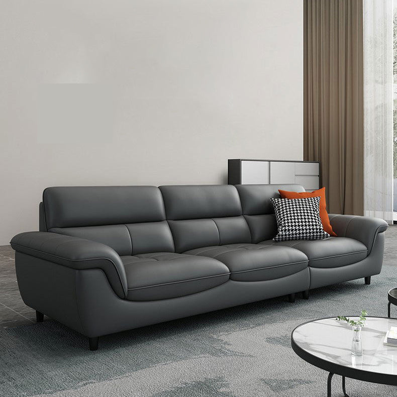 Modern 34.64" H Genuine Leather Pillow Top Arm Sofa for Living Room Clearhalo 'furn' 'furn_sofas' 'Furniture' 'Living Room Furniture' 'Sofa' 'sofas' 6241079