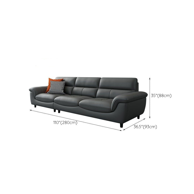 Modern 34.64" H Genuine Leather Pillow Top Arm Sofa for Living Room Clearhalo 'furn' 'furn_sofas' 'Furniture' 'Living Room Furniture' 'Sofa' 'sofas' 6241084