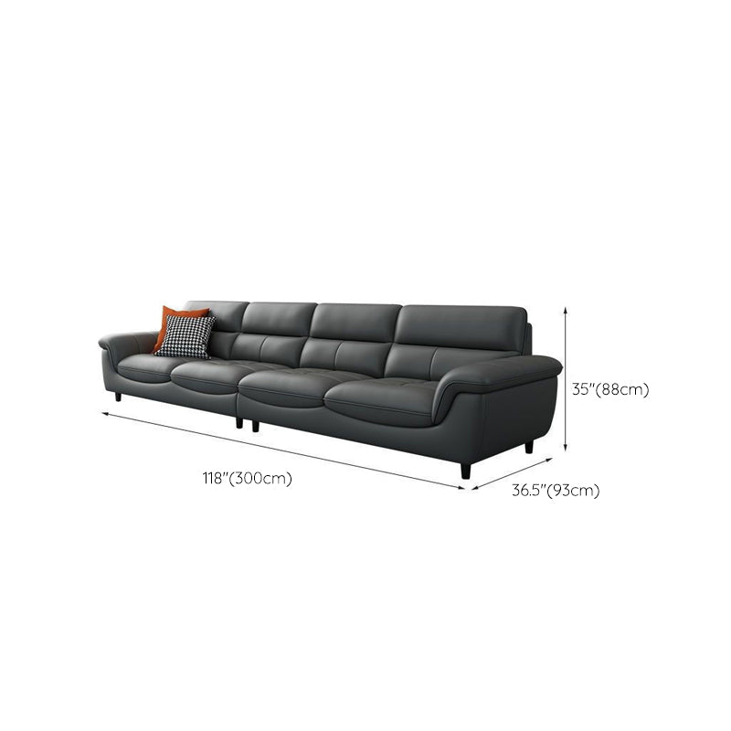 Modern 34.64" H Genuine Leather Pillow Top Arm Sofa for Living Room Clearhalo 'furn' 'furn_sofas' 'Furniture' 'Living Room Furniture' 'Sofa' 'sofas' 6241085