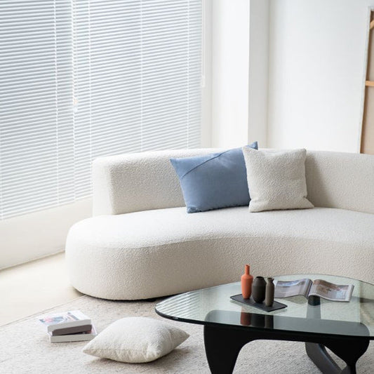 Zeitgenössischer 27,5 "H -Wollsofa mit armlosen und engen Rücken für Wohnzimmer gebogen