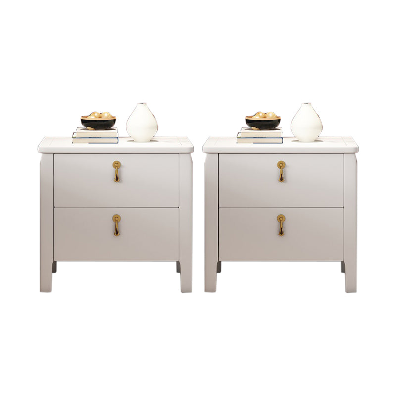 2 cassetti tavolino notturno moderno in legno in legno massiccio con gambe, alte 20 "