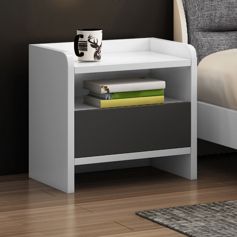1 Drawer Wooden Night Table Contemporary Nightstand with 1 Shelf ,19.7 Tall White-Gray 1 Piece Clearhalo 'Bedroom Furniture' 'furn' 'furn_night_stand' 'Furniture' 'night_stand' 'Nightstands' 6241414