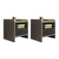 1 Drawer Wooden Night Table Contemporary Nightstand with 1 Shelf ,19.7 Tall Black-Brown 2 Piece Set Clearhalo 'Bedroom Furniture' 'furn' 'furn_night_stand' 'Furniture' 'night_stand' 'Nightstands' 6241418