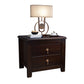 2 cajones Mesa nocturna contemporánea de madera sólida de madera espresso de madera