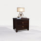 2 cajones Mesa nocturna contemporánea de madera sólida de madera espresso de madera
