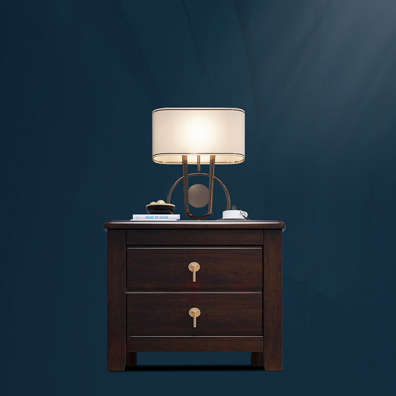 2 cajones Mesa nocturna contemporánea de madera sólida de madera espresso de madera