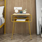 Iron Accent Table Nightstand Contemporary Bedside Cabinet with 2 Shelves ,21" Tall Gold 1 Piece Clearhalo 'Bedroom Furniture' 'furn' 'furn_night_stand' 'Furniture' 'night_stand' 'Nightstands' 6241485