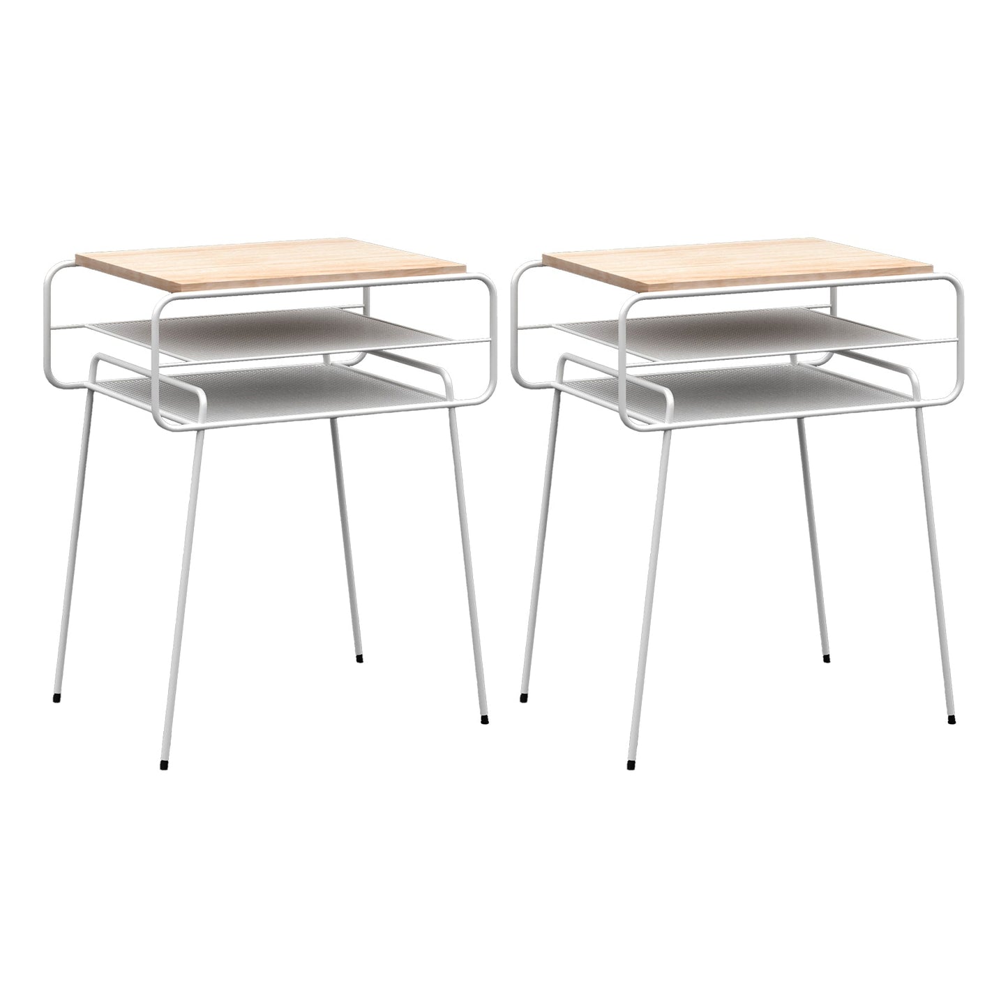 Iron Accent Table Nightstand Contemporary Bedside Cabinet with 2 Shelves ,21" Tall White 2 Piece Set Clearhalo 'Bedroom Furniture' 'furn' 'furn_night_stand' 'Furniture' 'night_stand' 'Nightstands' 6241490