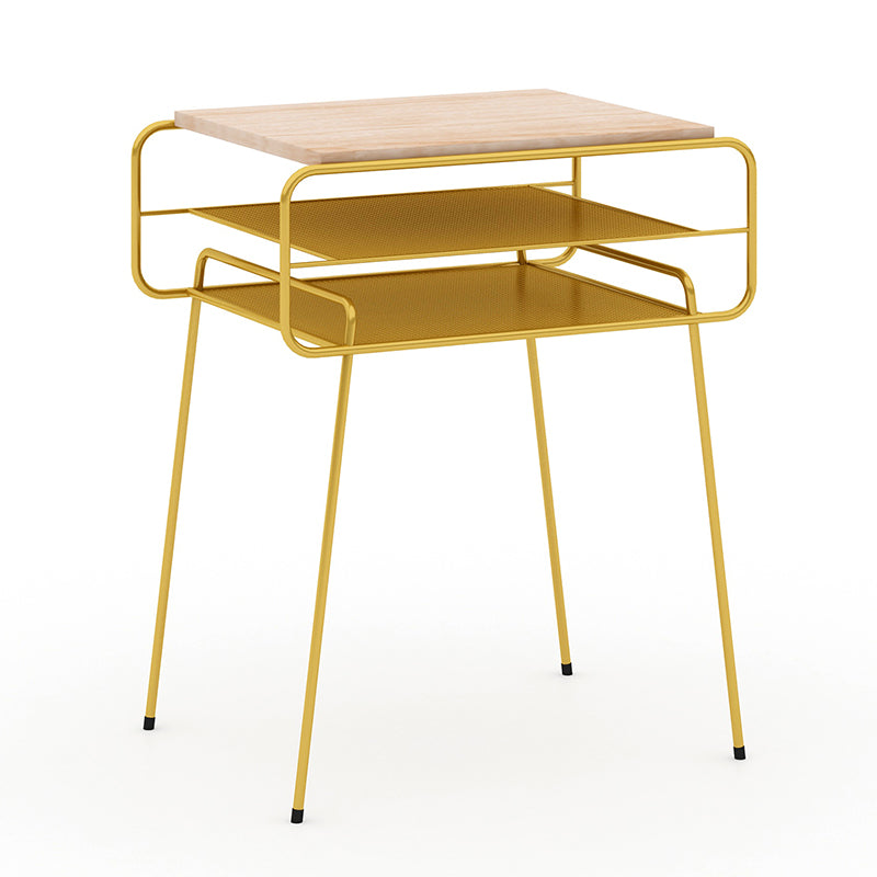 Iron Accent Table Nightstand Contemporary Bedside Cabinet with 2 Shelves ,21" Tall Clearhalo 'Bedroom Furniture' 'furn' 'furn_night_stand' 'Furniture' 'night_stand' 'Nightstands' 6241491