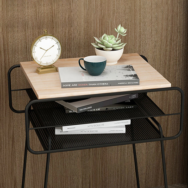 Iron Accent Table Nightstand Contemporary Bedside Cabinet with 2 Shelves ,21" Tall Clearhalo 'Bedroom Furniture' 'furn' 'furn_night_stand' 'Furniture' 'night_stand' 'Nightstands' 6241493