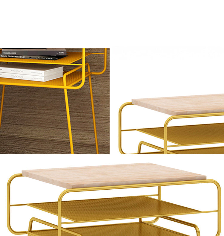 Iron Accent Table Nightstand Contemporary Bedside Cabinet with 2 Shelves ,21" Tall Clearhalo 'Bedroom Furniture' 'furn' 'furn_night_stand' 'Furniture' 'night_stand' 'Nightstands' 6241496