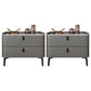 Modern Bed Nightstand Stone Accent Table Nightstand Cabinet with 2-drawer Grey 2 Piece Set Clearhalo 'Bedroom Furniture' 'furn' 'furn_night_stand' 'Furniture' 'night_stand' 'Nightstands' 6241505