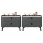 Modern Bed Nightstand Stone Accent Table Nightstand Cabinet with 2-drawer Dark Gray 2 Piece Set Clearhalo 'Bedroom Furniture' 'furn' 'furn_night_stand' 'Furniture' 'night_stand' 'Nightstands' 6241506