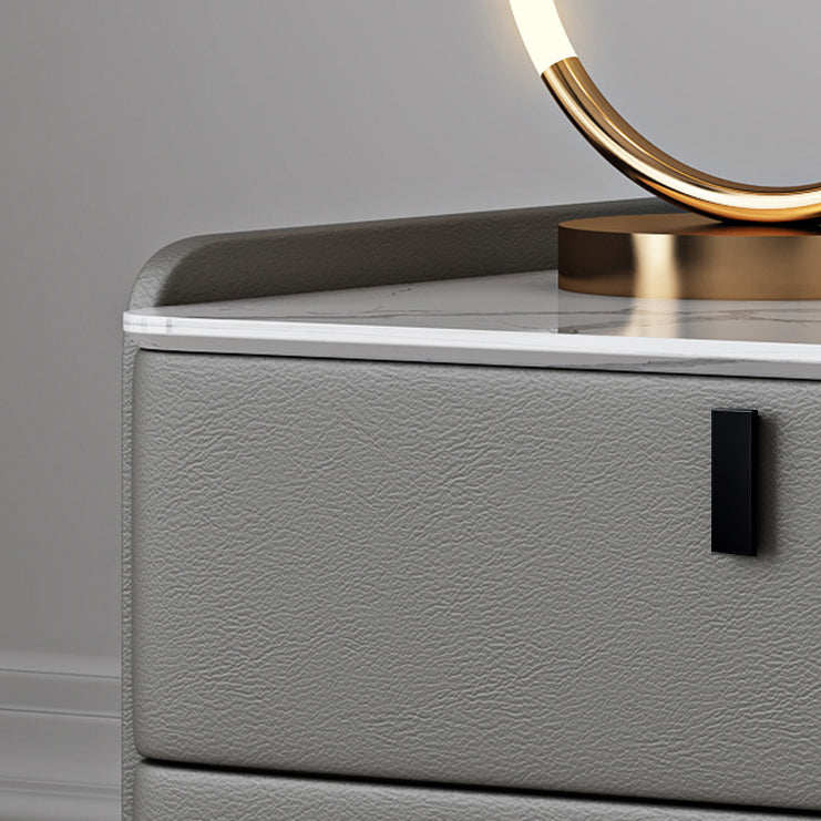 Modern Bed Nightstand Stone Accent Table Nightstand Cabinet with 2-drawer Clearhalo 'Bedroom Furniture' 'furn' 'furn_night_stand' 'Furniture' 'night_stand' 'Nightstands' 6241509