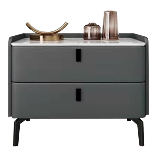 Modern Bed Nightstand Stone Accent Table Nightstand Cabinet with 2-drawer Clearhalo 'Bedroom Furniture' 'furn' 'furn_night_stand' 'Furniture' 'night_stand' 'Nightstands' 6241514