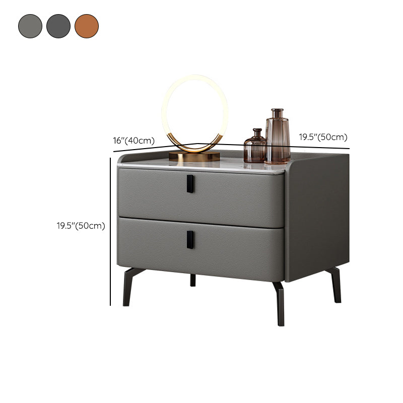 Modern Bed Nightstand Stone Accent Table Nightstand Cabinet with 2-drawer Clearhalo 'Bedroom Furniture' 'furn' 'furn_night_stand' 'Furniture' 'night_stand' 'Nightstands' 6241516