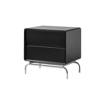 1 Drawer Glass Top Night Table Modern Mirrored Nightstand with Legs .19.7" Tall 20"L x 16"W x 20"H Black 1 Piece Clearhalo 'Bedroom Furniture' 'furn' 'furn_night_stand' 'Furniture' 'night_stand' 'Nightstands' 6241553