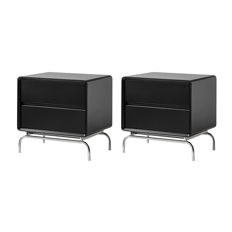 1 Drawer Glass Top Night Table Modern Mirrored Nightstand with Legs .19.7" Tall 20"L x 16"W x 20"H Black 2 Piece Set Clearhalo 'Bedroom Furniture' 'furn' 'furn_night_stand' 'Furniture' 'night_stand' 'Nightstands' 6241555