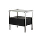 1 Drawer Glass Top Night Table Modern Mirrored Nightstand with Legs .19.7" Tall 20"L x 16"W x 20"H Gray Black 1 Piece Clearhalo 'Bedroom Furniture' 'furn' 'furn_night_stand' 'Furniture' 'night_stand' 'Nightstands' 6241558