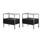 1 Drawer Glass Top Night Table Modern Mirrored Nightstand with Legs .19.7" Tall 20"L x 16"W x 20"H Gray Black 2 Piece Set Clearhalo 'Bedroom Furniture' 'furn' 'furn_night_stand' 'Furniture' 'night_stand' 'Nightstands' 6241559