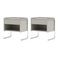 1 Drawer Glass Top Night Table Modern Mirrored Nightstand with Legs .19.7" Tall 20"L x 14"W x 20"H Cream Gray 2 Piece Set Clearhalo 'Bedroom Furniture' 'furn' 'furn_night_stand' 'Furniture' 'night_stand' 'Nightstands' 6241561