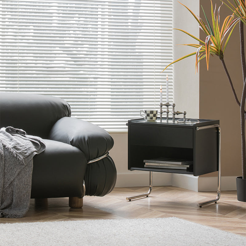 1 Drawer Glass Top Night Table Modern Mirrored Nightstand with Legs .19.7" Tall Clearhalo 'Bedroom Furniture' 'furn' 'furn_night_stand' 'Furniture' 'night_stand' 'Nightstands' 6241565