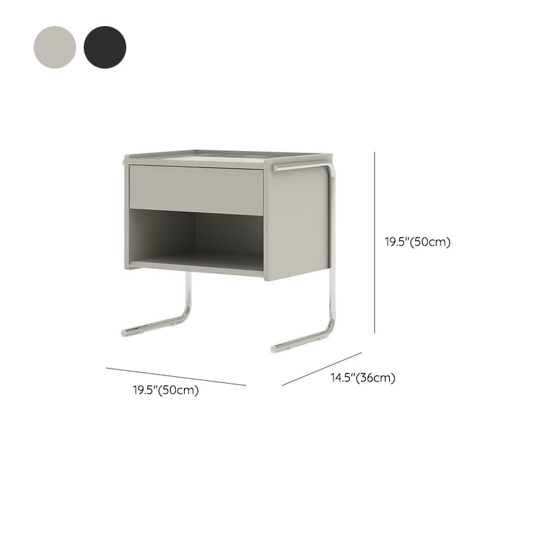 1 Drawer Glass Top Night Table Modern Mirrored Nightstand with Legs .19.7" Tall Clearhalo 'Bedroom Furniture' 'furn' 'furn_night_stand' 'Furniture' 'night_stand' 'Nightstands' 6241566