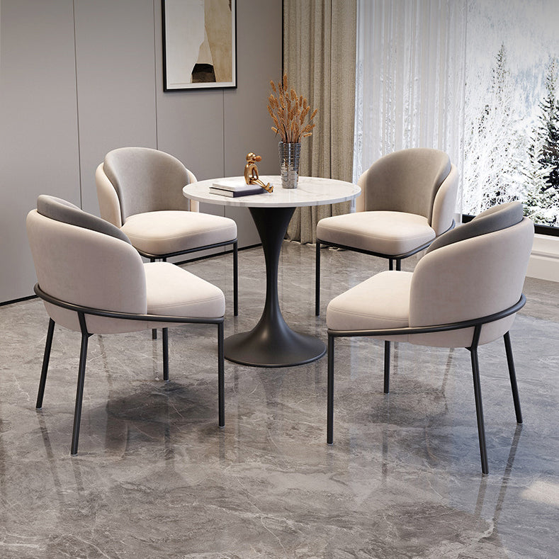White Stone Dinette Set with Metal Base 1/3/4/5 Pieces Modern Round Table Set Clearhalo 'Dining Room Sets' 'Dining Tables & Seating' 'dining_room_set' 'furn' 'furn_dining_room_set' 'Furniture' 'Kitchen & Dining Furniture' 6241847