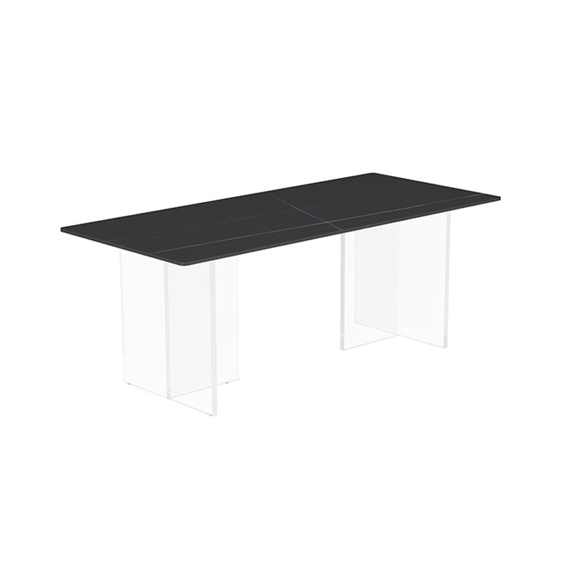Modern Stone Top Dining Table Set 1/2/5 Pieces Dinette Set for Kitchen Black 70.9"L x 35.4"W Clearhalo 'Dining Room Sets' 'Dining Tables & Seating' 'dining_room_set' 'furn' 'furn_dining_room_set' 'Furniture' 'Kitchen & Dining Furniture' 6241888