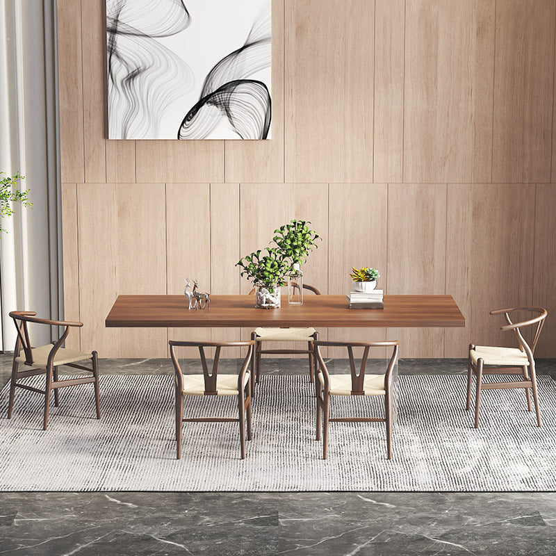 Modern Pine Wood Dining Set 1/4/6/7 Pieces Brown Dinette Set with Chairs Clearhalo 'Dining Room Sets' 'Dining Tables & Seating' 'dining_room_set' 'furn' 'furn_dining_room_set' 'Furniture' 'Kitchen & Dining Furniture' 6241954