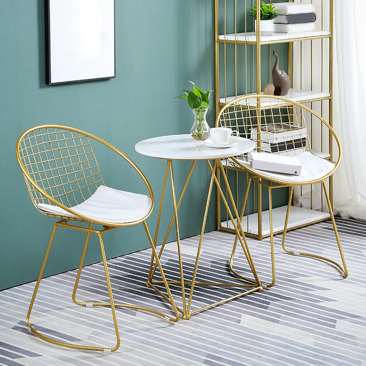 Modern Round Dining Set with Metal Chairs 1/3 Pieces Stone Top Dinette Set for Kitchen Clearhalo 'Dining Room Sets' 'Dining Tables & Seating' 'dining_room_set' 'furn' 'furn_dining_room_set' 'Furniture' 'Kitchen & Dining Furniture' 6241969