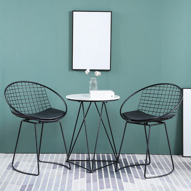 Modern Round Dining Set with Metal Chairs 1/3 Pieces Stone Top Dinette Set for Kitchen 3 Pieces: Black Table, 2 Chairs Clearhalo 'Dining Room Sets' 'Dining Tables & Seating' 'dining_room_set' 'furn' 'furn_dining_room_set' 'Furniture' 'Kitchen & Dining Furniture' 6241972