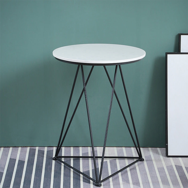 Modern Round Dining Set with Metal Chairs 1/3 Pieces Stone Top Dinette Set for Kitchen Black 19.7"L x 19.7"W Clearhalo 'Dining Room Sets' 'Dining Tables & Seating' 'dining_room_set' 'furn' 'furn_dining_room_set' 'Furniture' 'Kitchen & Dining Furniture' 6241974