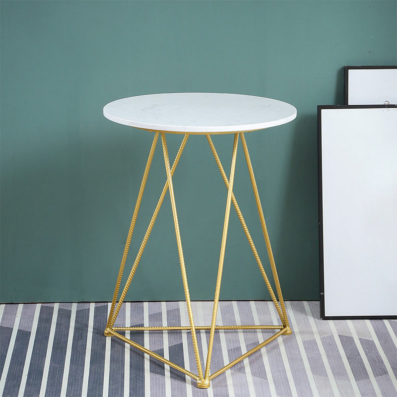 Modern Round Dining Set with Metal Chairs 1/3 Pieces Stone Top Dinette Set for Kitchen Gold 19.7"L x 19.7"W Clearhalo 'Dining Room Sets' 'Dining Tables & Seating' 'dining_room_set' 'furn' 'furn_dining_room_set' 'Furniture' 'Kitchen & Dining Furniture' 6241975