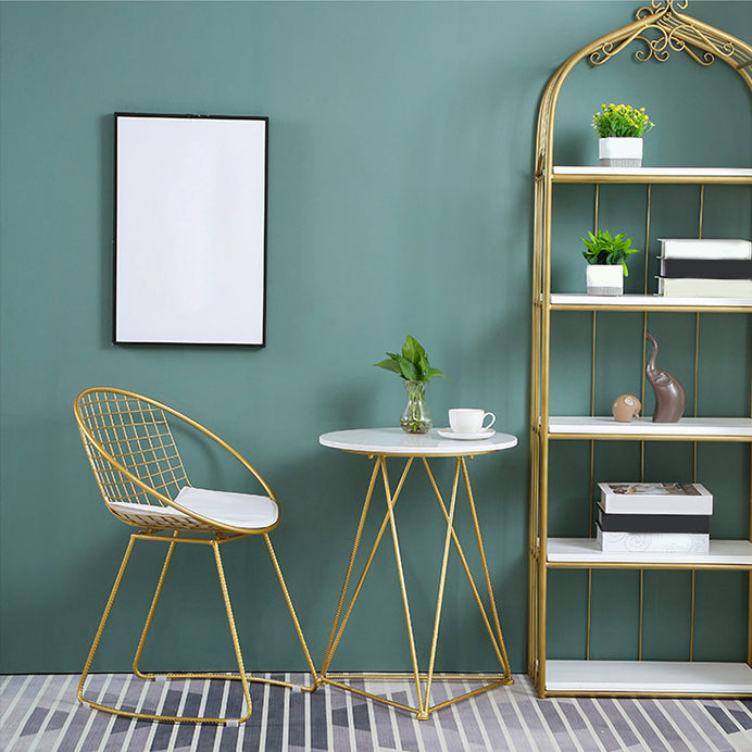 Modern Round Dining Set with Metal Chairs 1/3 Pieces Stone Top Dinette Set for Kitchen Clearhalo 'Dining Room Sets' 'Dining Tables & Seating' 'dining_room_set' 'furn' 'furn_dining_room_set' 'Furniture' 'Kitchen & Dining Furniture' 6241976